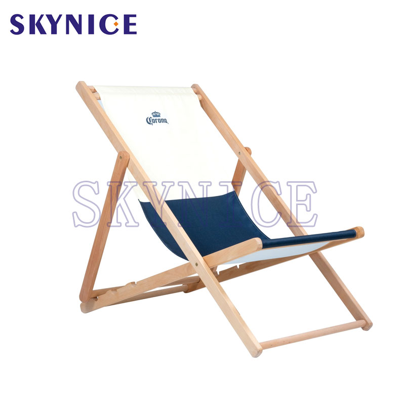 Oma logo Outdoor Foldable Wooden Canvas Beach Deck tuoli